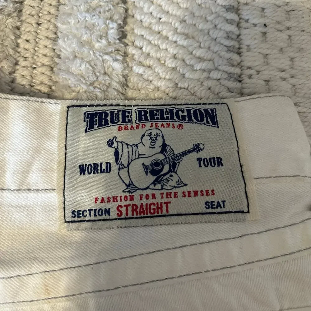 TRUE RELIGION Men's Ricky Straight Jean Size 34 In White